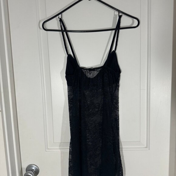 Felina Lace Nightgown Black  Extra Small Floral Polka Dot Sheer Bow Slip Nightie - Picture 2 of 5